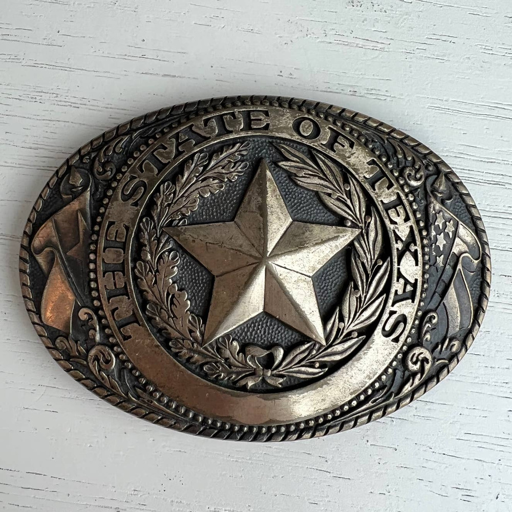Solid Brass State of Texas Belt Buckle Tony Lama State Collection